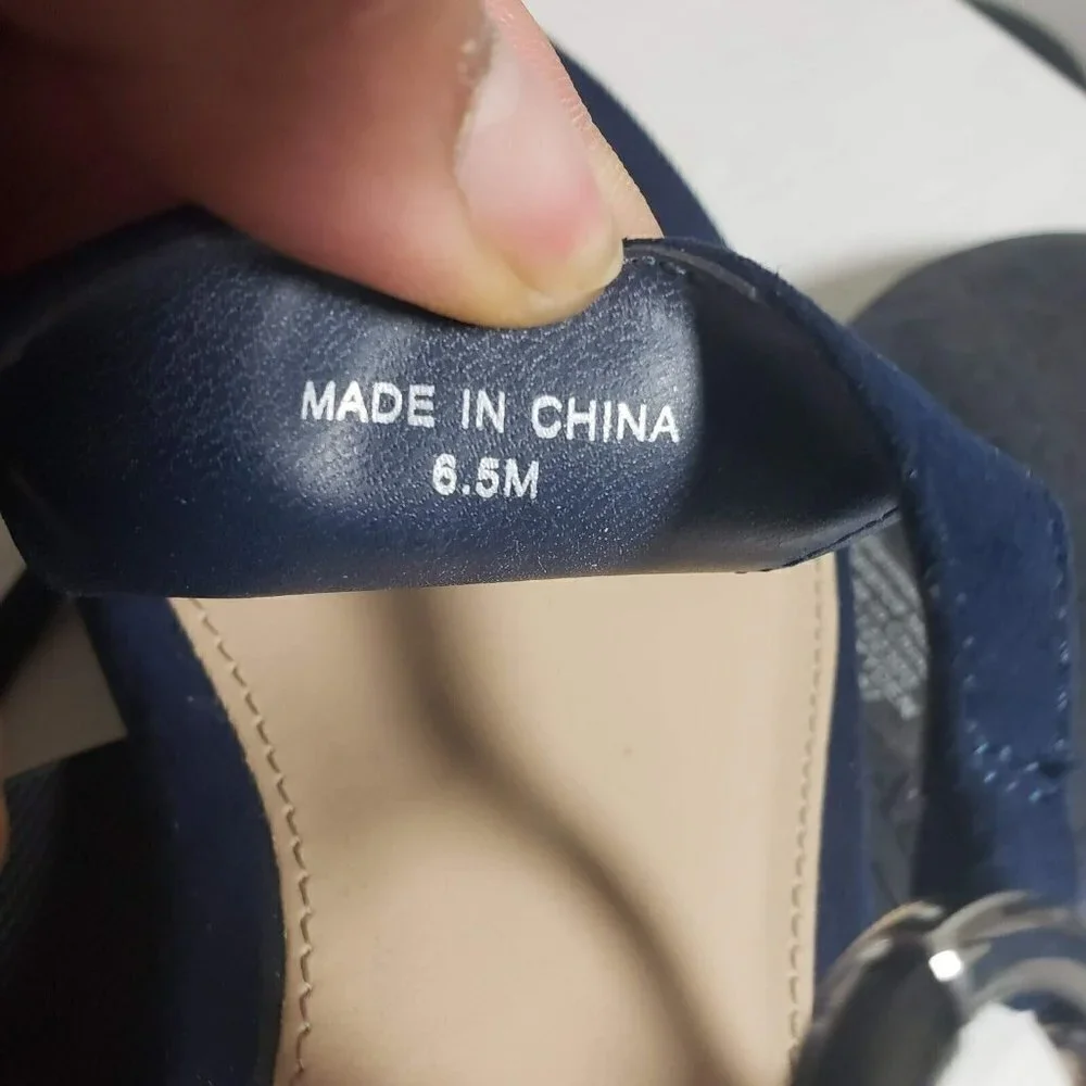 Alfani Womens Hayydenf Navy Open Toe Thong Slingback Buckle Flat Sandals Sz 6.5